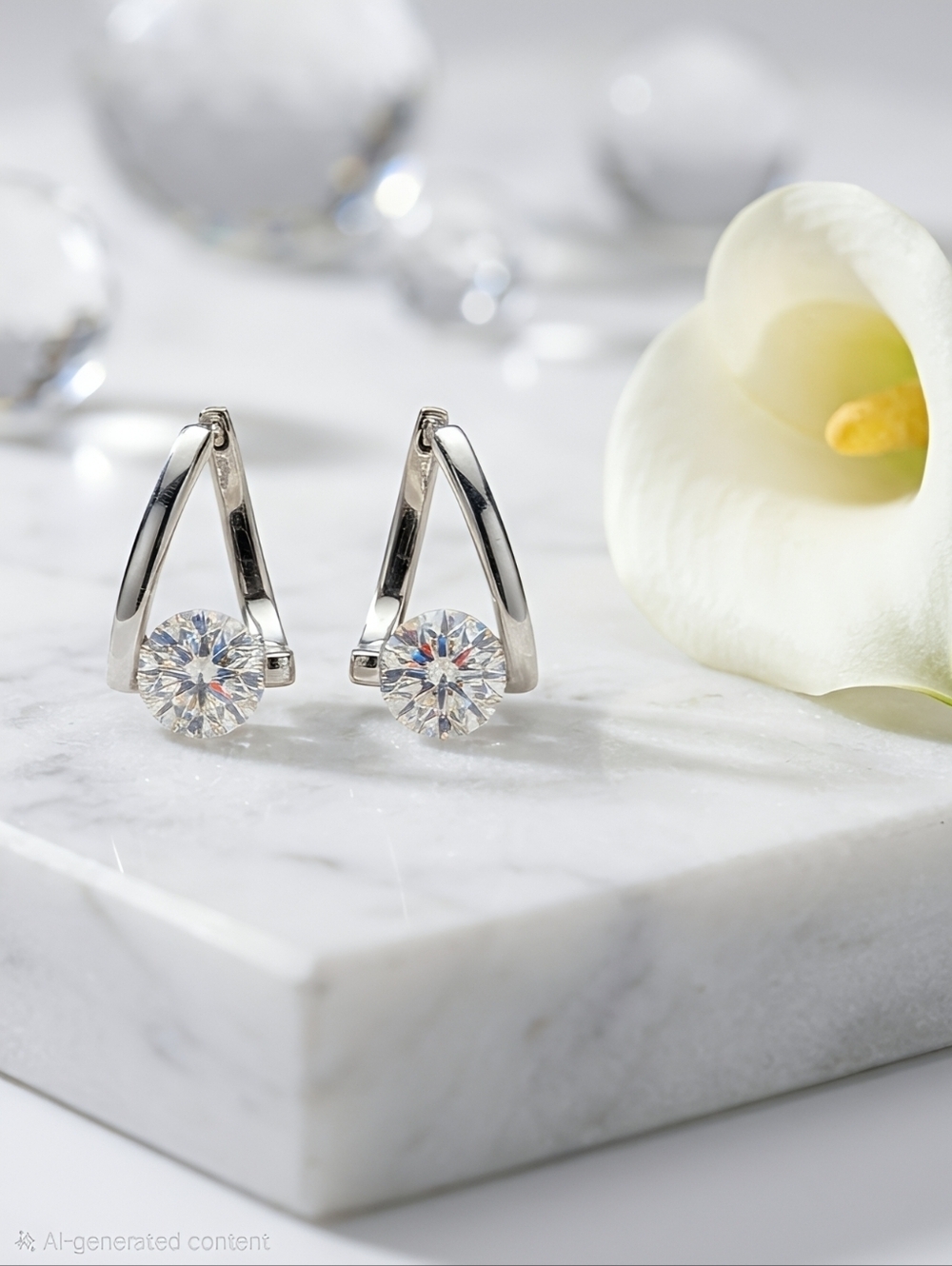 S925 Sterling Silver 1ct CZ Quiet Luxury Coquette Lever Back Hoop Earrings 0.6in